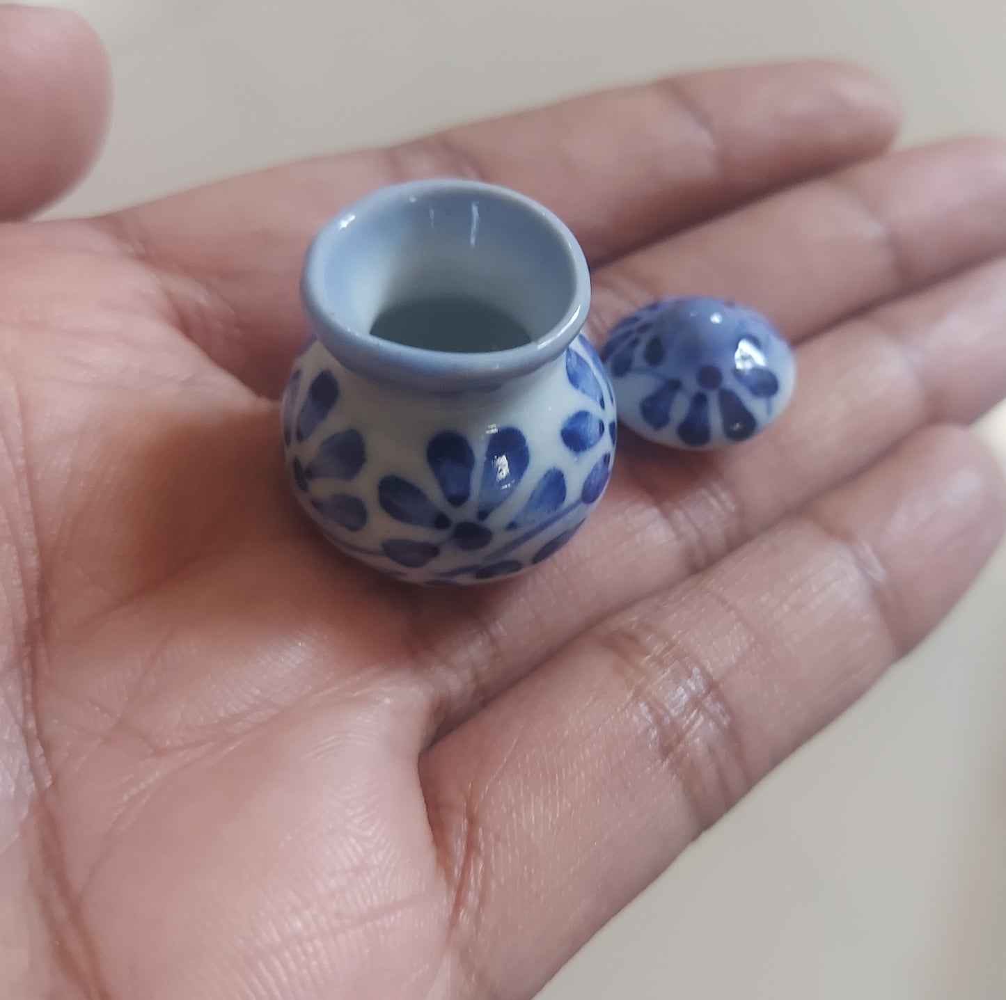 Blue floral jar with lid