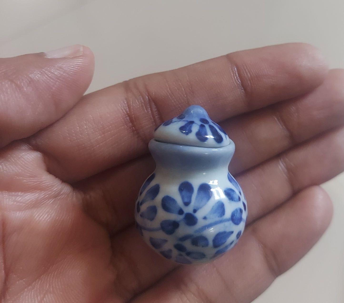 Blue floral jar with lid