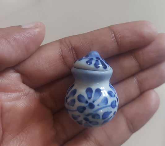 Blue floral jar with lid